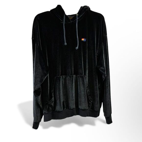 Aviator Nation Tops - Aviator Nation Classic Velvet Relaxed Pullover Hoodie in Black Size L